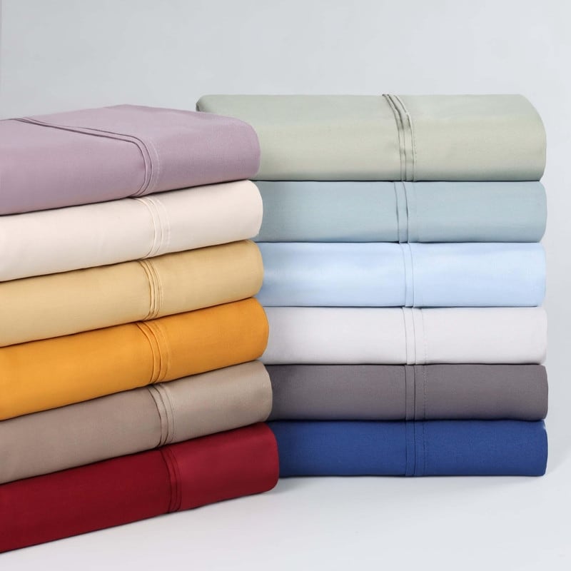 Parure de draps unie écologique en coton égyptien de qualité supérieure 1 200 fils