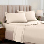 Parure de draps unie en coton égyptien de qualité supérieure, 1 500 fils au pouce carré, avec poches profondes