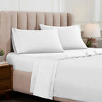Parure de draps unie en coton égyptien de qualité supérieure, 1 500 fils au pouce carré, avec poches profondes