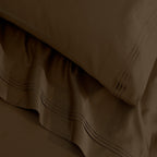 Parure de draps unie en coton égyptien de qualité supérieure, 1 500 fils au pouce carré, avec poches profondes