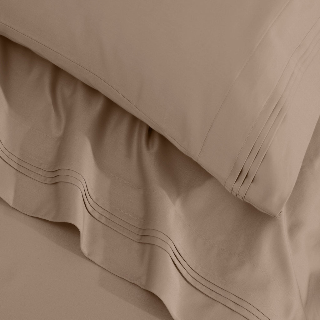 Parure de draps unie en coton égyptien de qualité supérieure, 1 500 fils au pouce carré, avec poches profondes