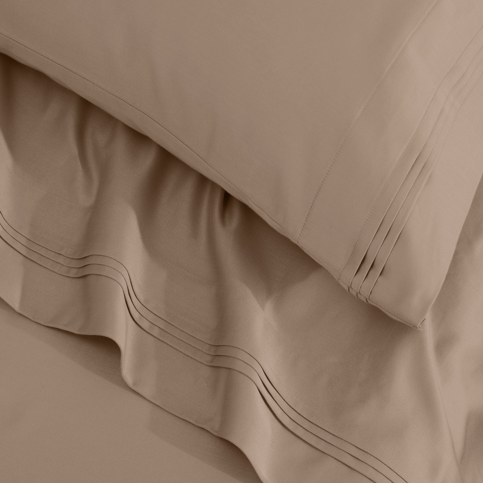 Parure de draps unie en coton égyptien de qualité supérieure, 1 500 fils au pouce carré, avec poches profondes