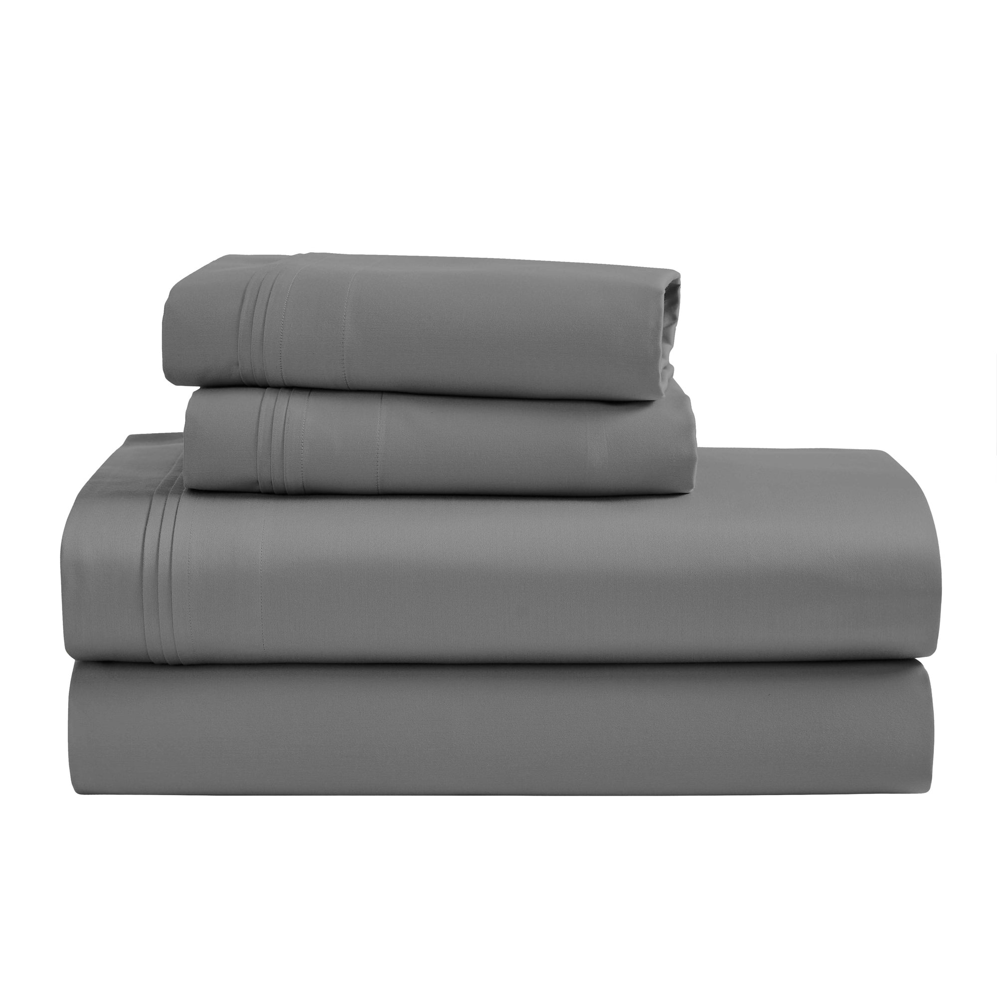 Parure de draps unie en coton égyptien de qualité supérieure, 1 500 fils au pouce carré, avec poches profondes
