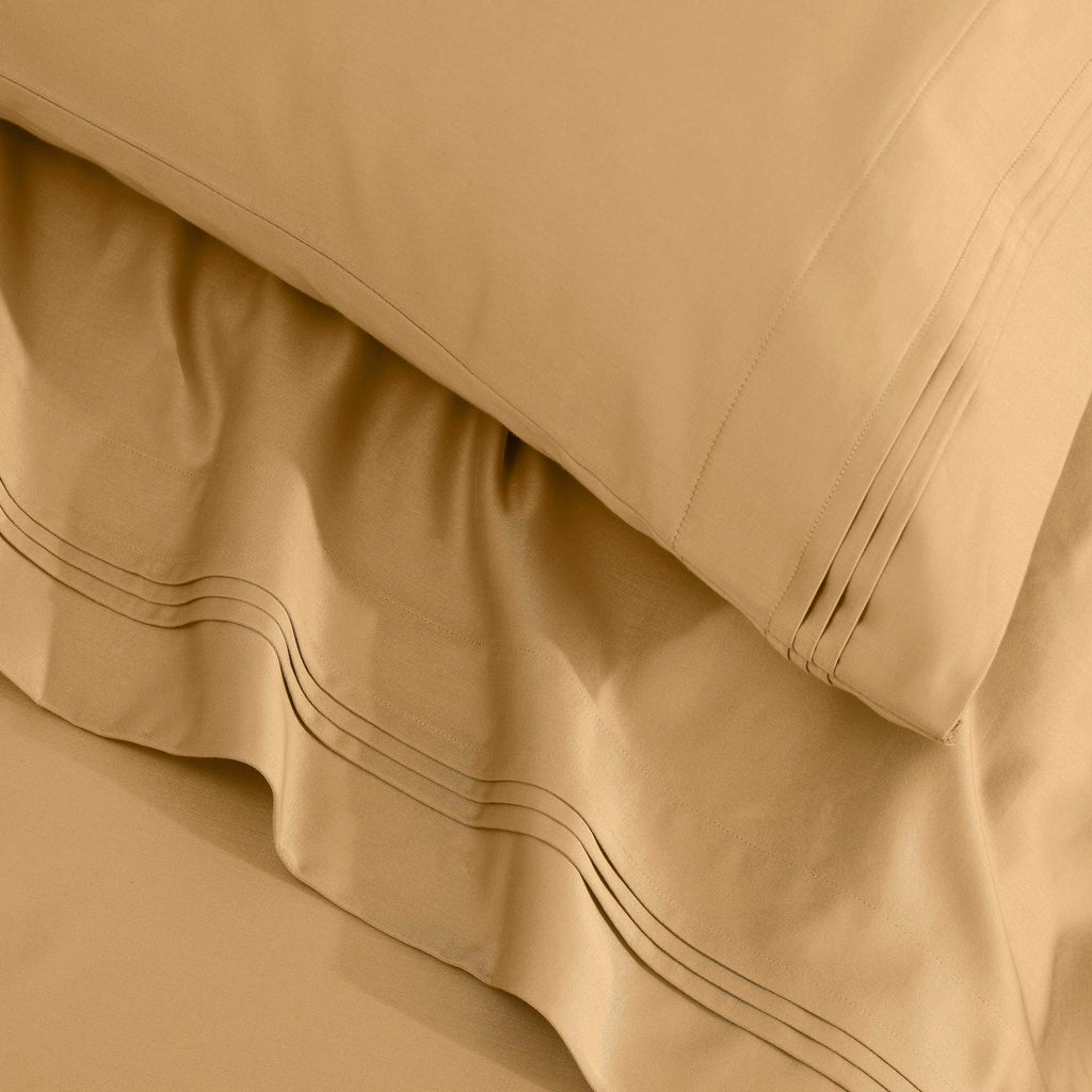 Parure de draps unie en coton égyptien de qualité supérieure, 1 500 fils au pouce carré, avec poches profondes