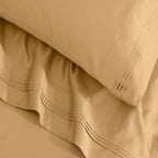 Parure de draps unie en coton égyptien de qualité supérieure, 1 500 fils au pouce carré, avec poches profondes