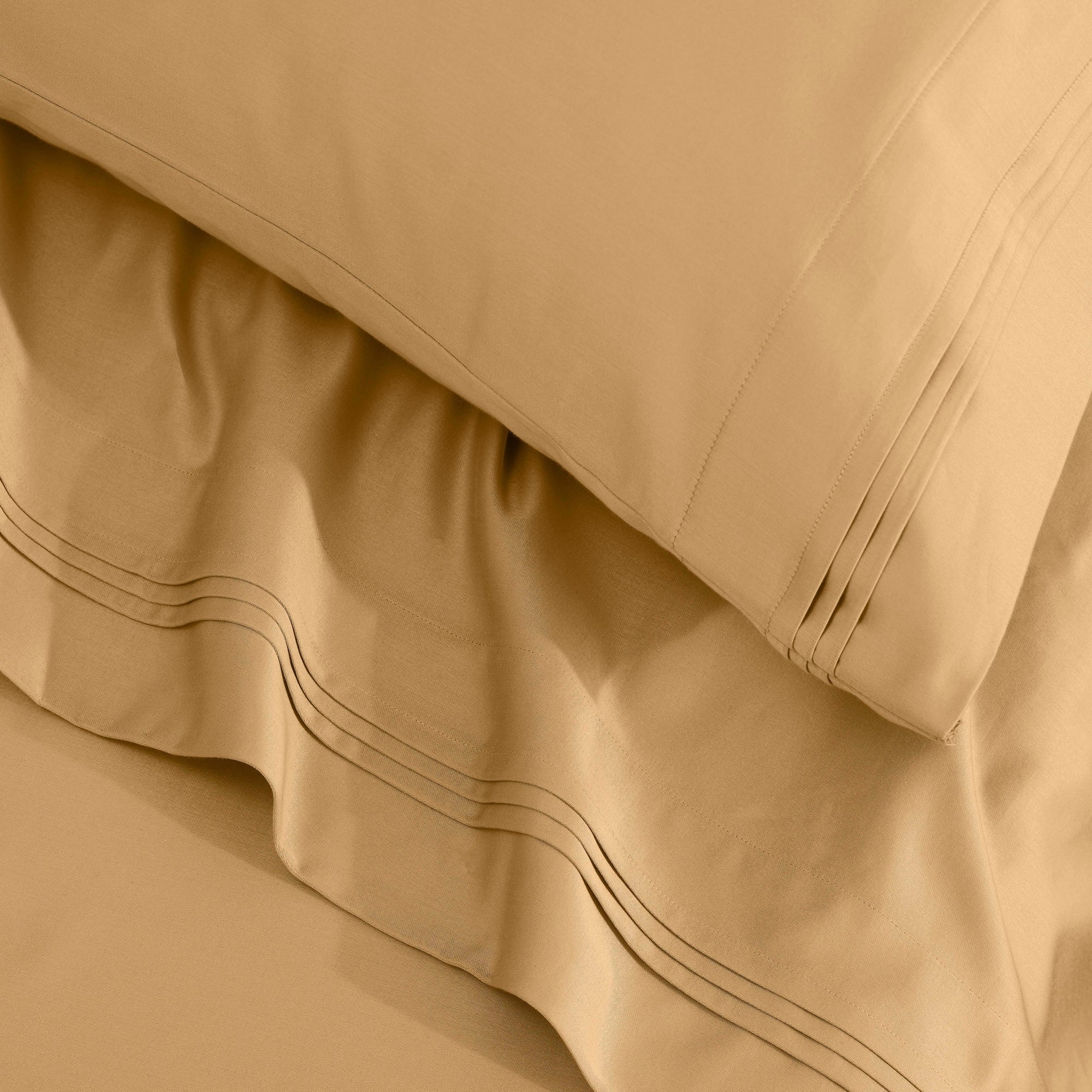Parure de draps unie en coton égyptien de qualité supérieure, 1 500 fils au pouce carré, avec poches profondes