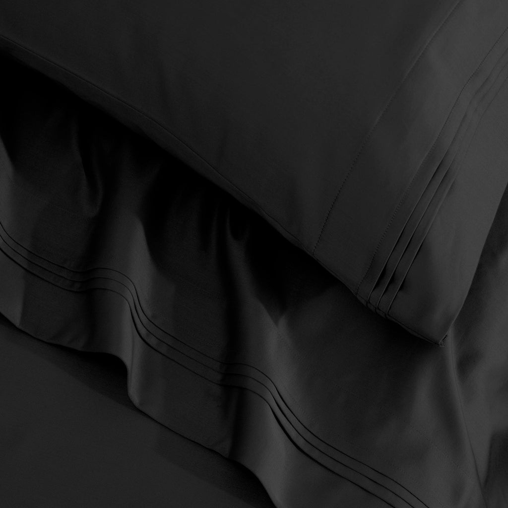 Parure de draps unie en coton égyptien de qualité supérieure, 1 500 fils au pouce carré, avec poches profondes