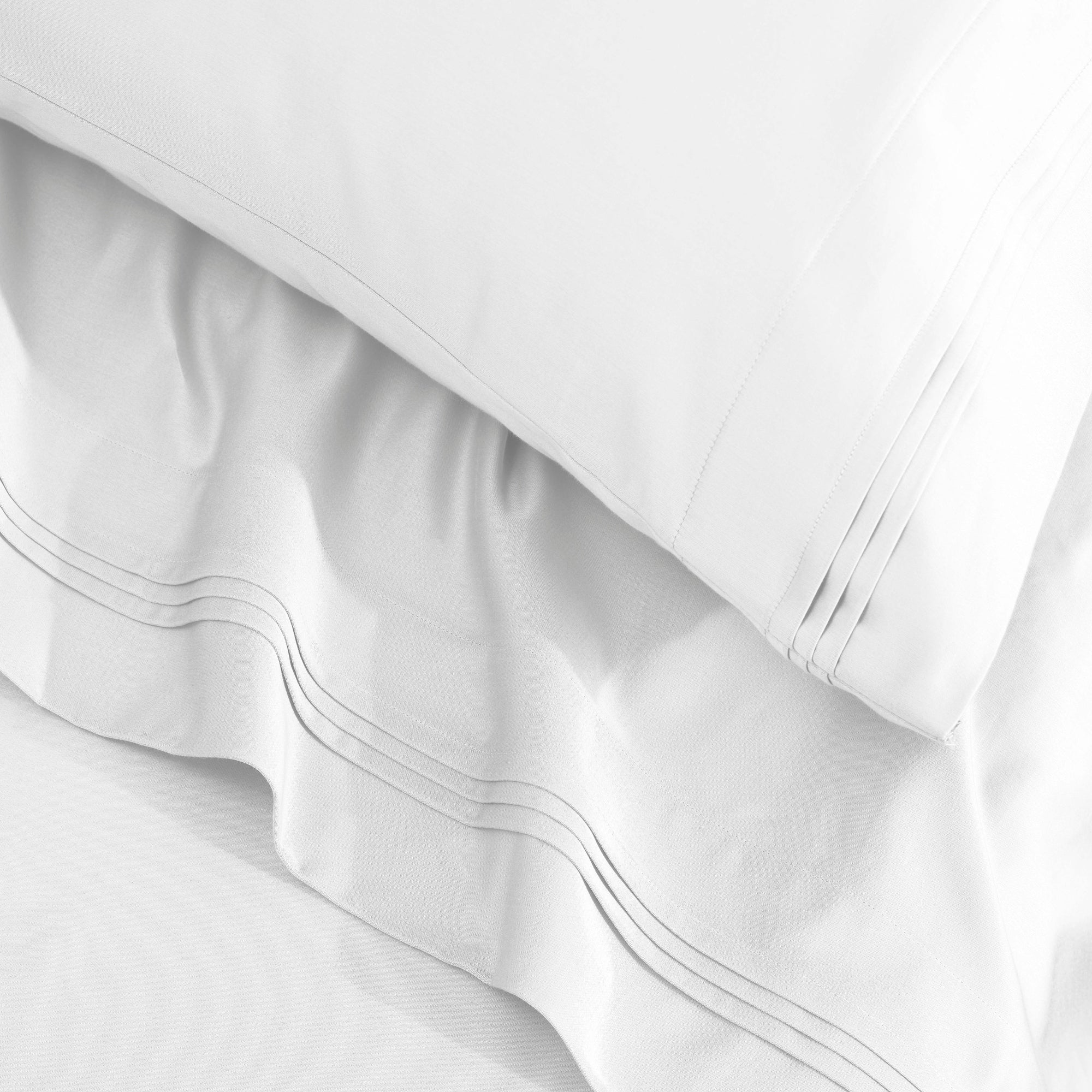 Parure de draps unie en coton égyptien de qualité supérieure, 1 500 fils au pouce carré, avec poches profondes