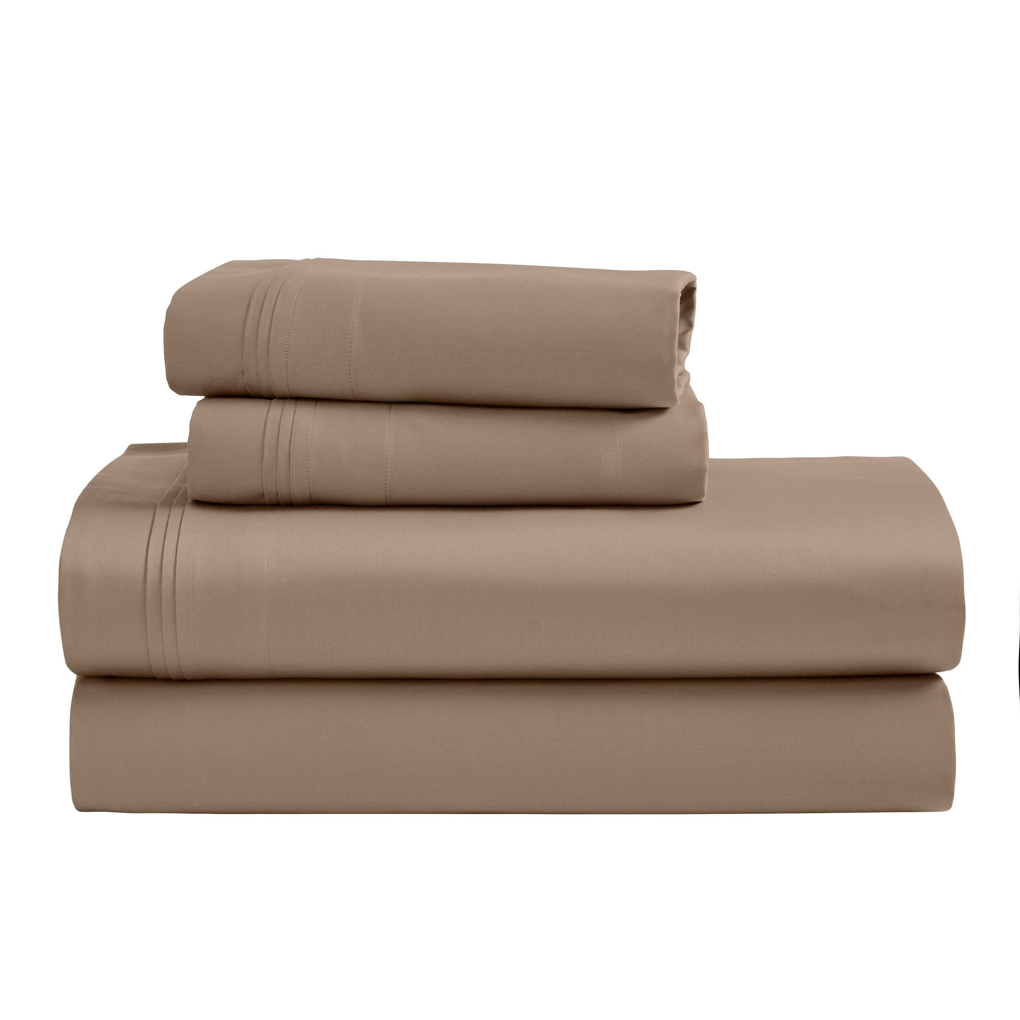 Parure de draps unie en coton égyptien de qualité supérieure, 1 500 fils au pouce carré, avec poches profondes