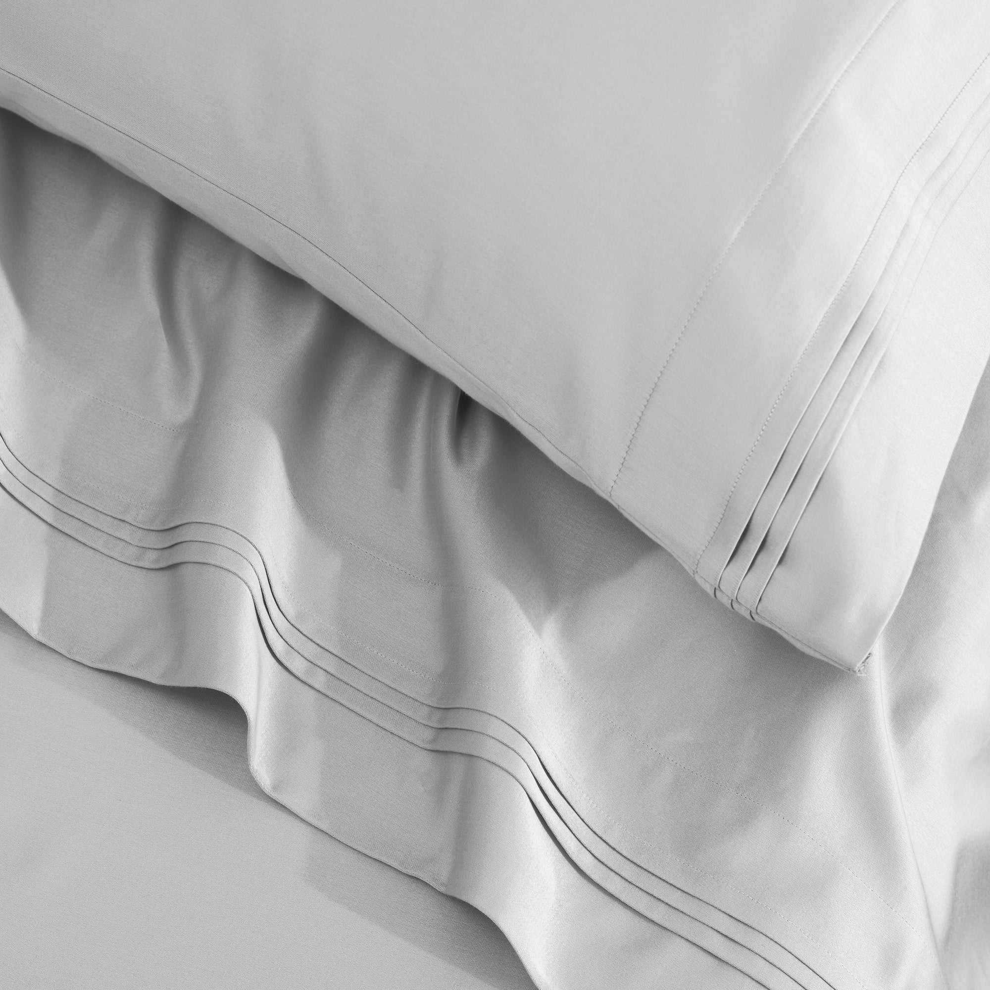 Parure de draps unie en coton égyptien de qualité supérieure, 1 500 fils au pouce carré, avec poches profondes