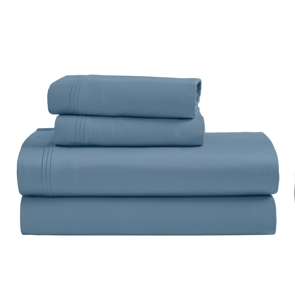 Parure de draps unie en coton égyptien de qualité supérieure, 1 500 fils au pouce carré, avec poches profondes