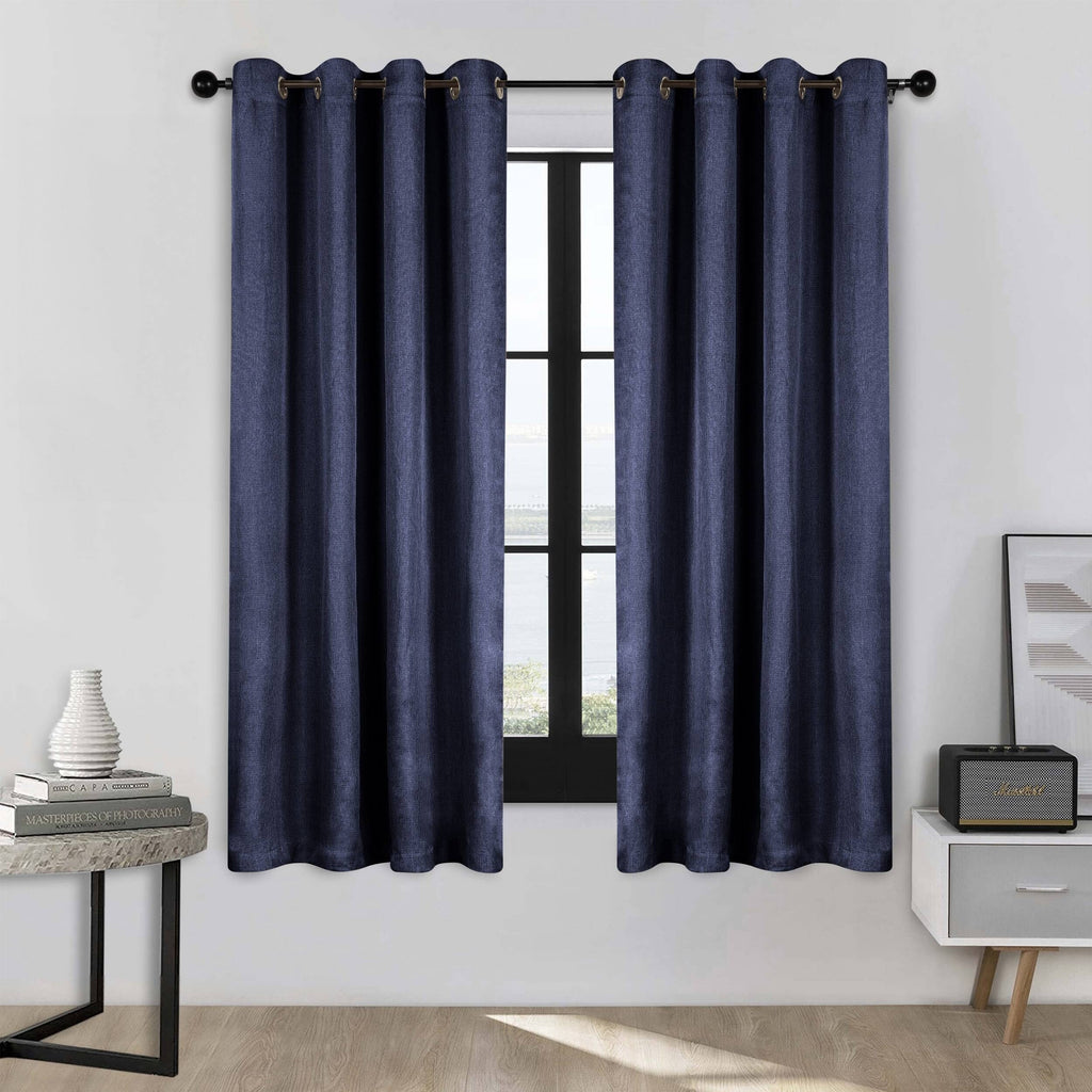 Rideaux occultants lavables en lin de qualité supérieure, lot de 2 panneaux