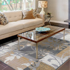 Tapis d'intérieur ou de couloir contemporain à motif patchwork floral Pastiche de qualité supérieure