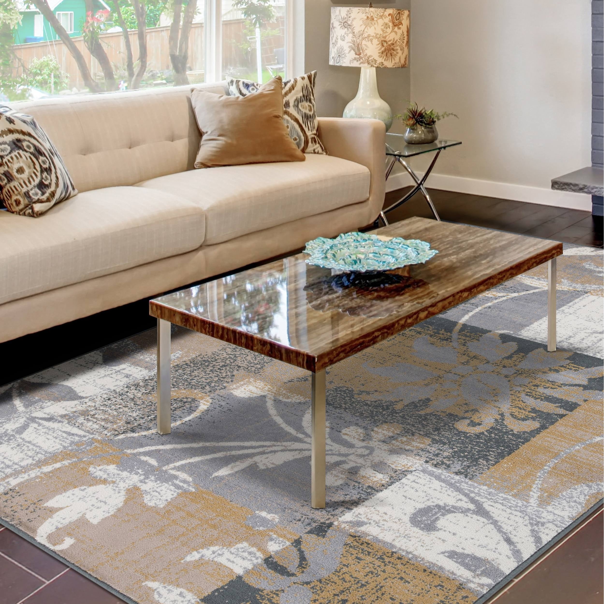 Tapis d'intérieur ou de couloir contemporain à motif patchwork floral Pastiche de qualité supérieure