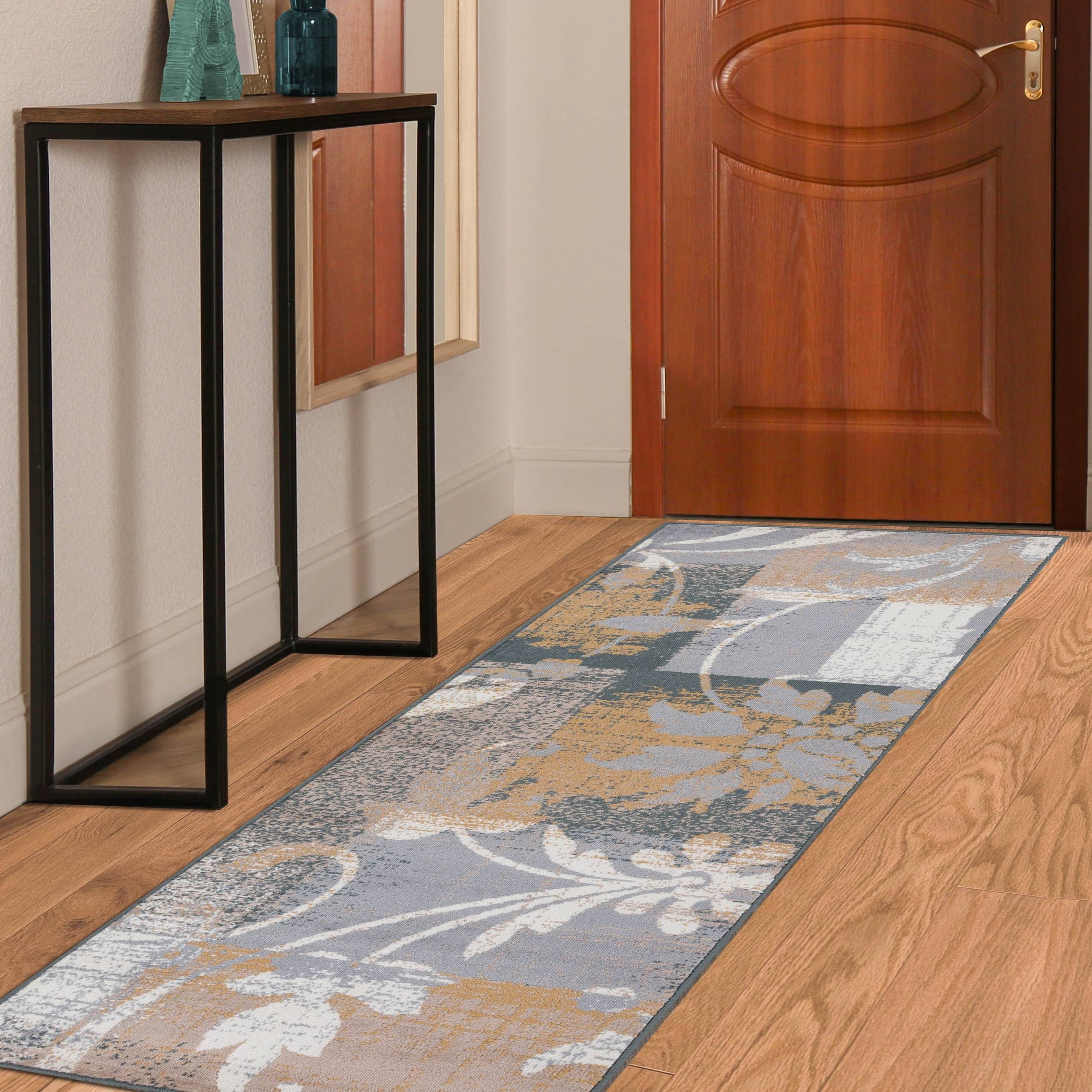 Tapis d'intérieur ou de couloir contemporain à motif patchwork floral Pastiche de qualité supérieure
