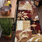 Tapis d'intérieur ou de couloir contemporain à motif patchwork floral Pastiche de qualité supérieure