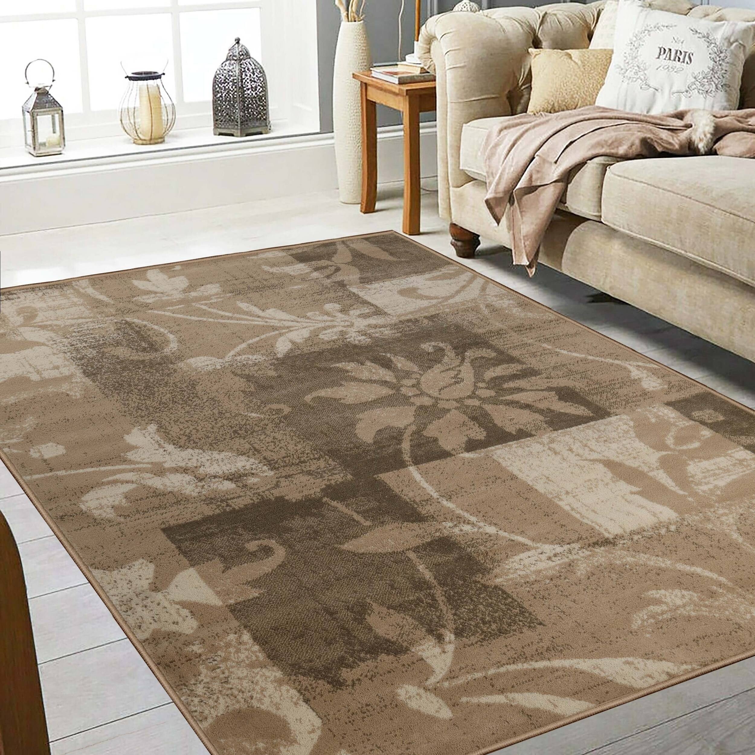 Tapis d'intérieur ou de couloir contemporain à motif patchwork floral Pastiche de qualité supérieure