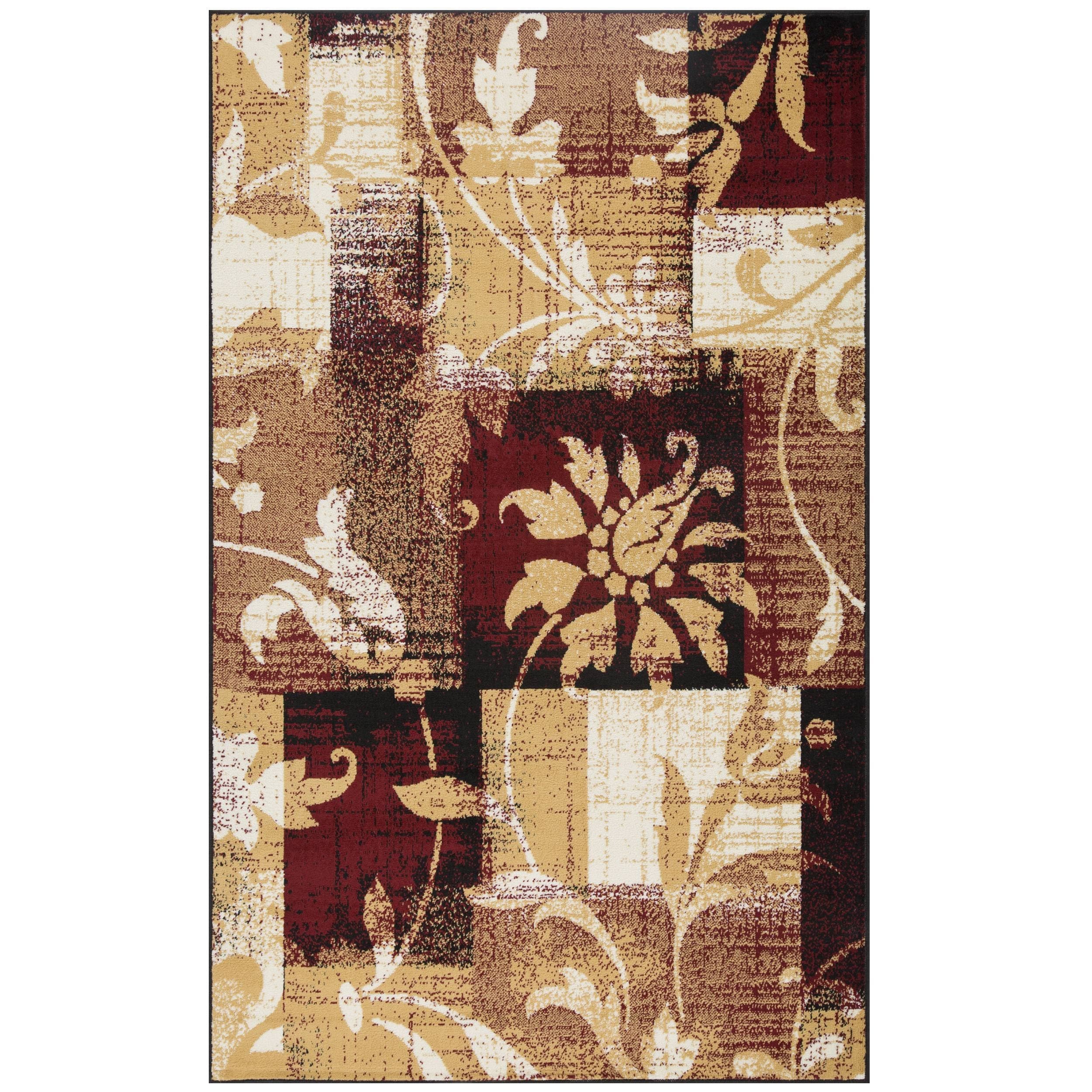 Tapis d'intérieur ou de couloir contemporain à motif patchwork floral Pastiche de qualité supérieure