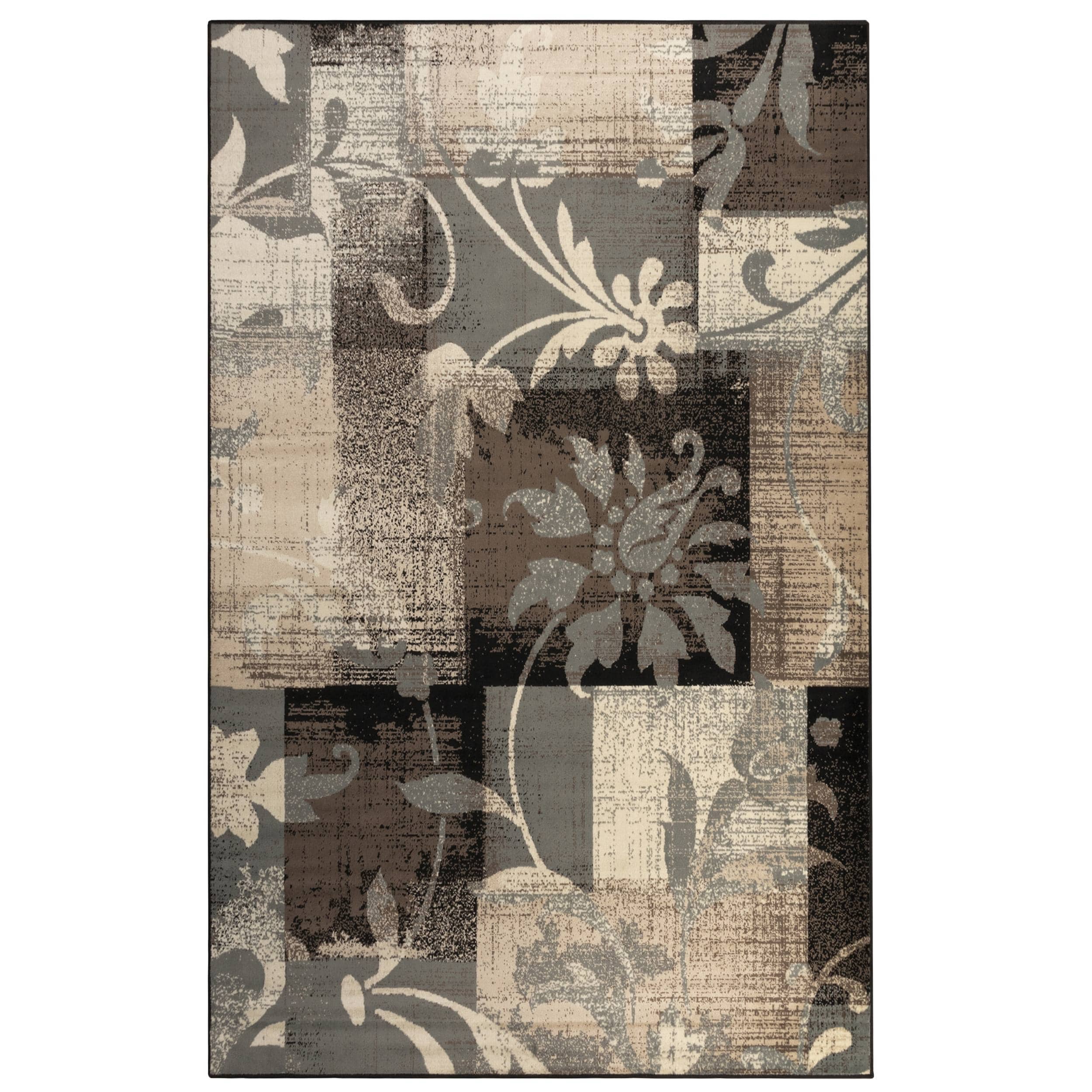 Tapis d'intérieur ou de couloir contemporain à motif patchwork floral Pastiche de qualité supérieure