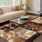 Tapis d'intérieur ou de couloir contemporain à motif patchwork floral Pastiche de qualité supérieure
