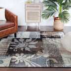 Tapis d'intérieur ou de couloir contemporain à motif patchwork floral Pastiche de qualité supérieure