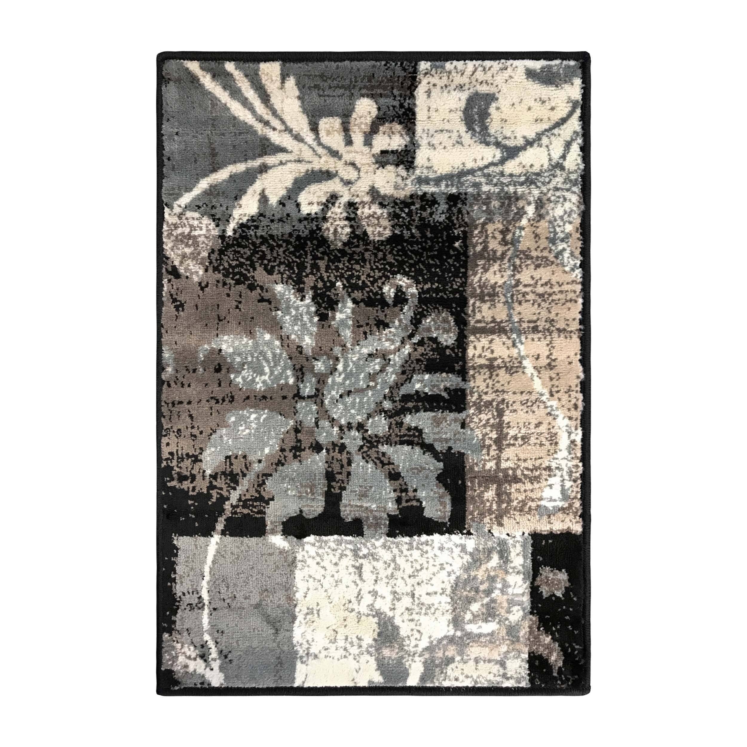 Tapis d'intérieur ou de couloir contemporain à motif patchwork floral Pastiche de qualité supérieure