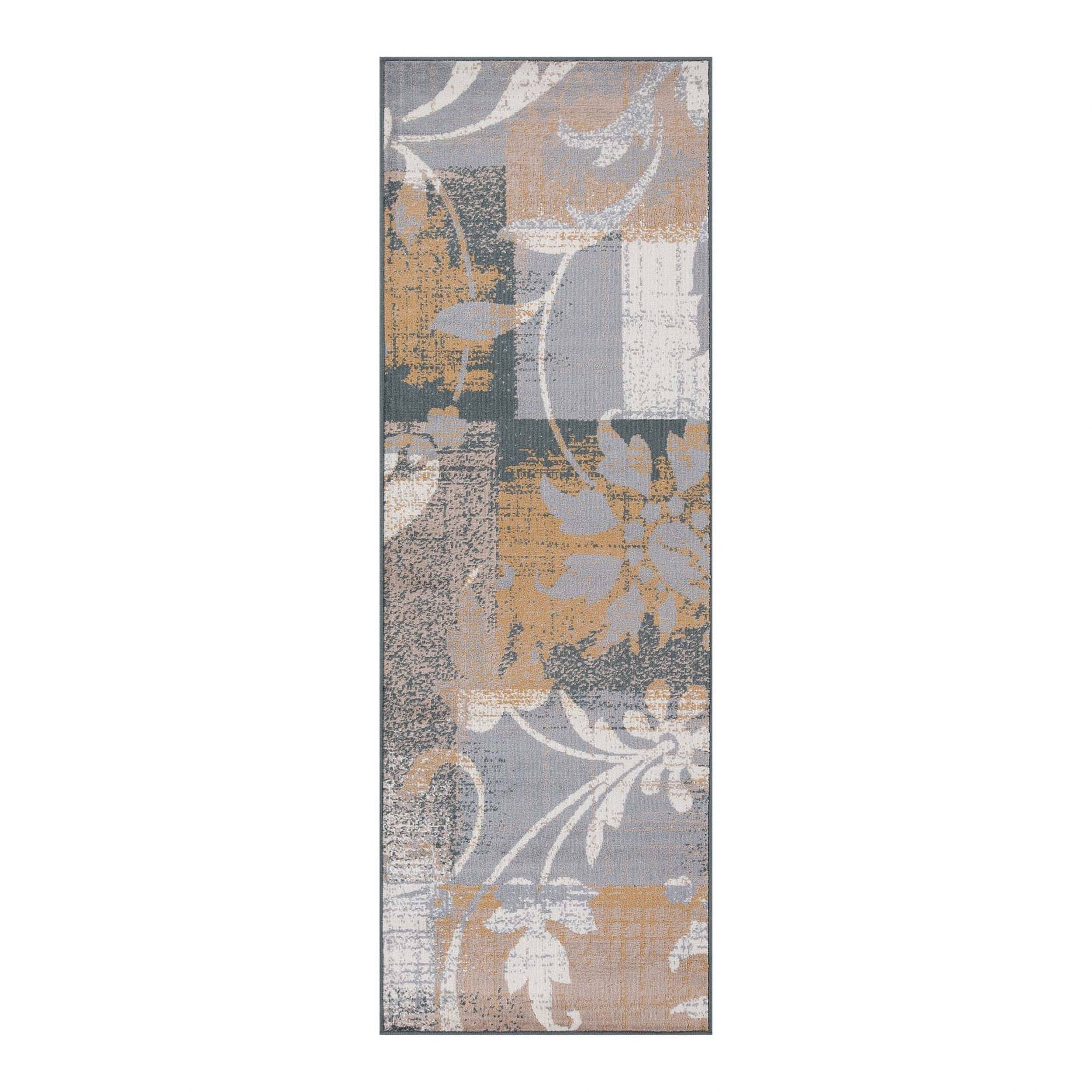 Tapis d'intérieur ou de couloir contemporain à motif patchwork floral Pastiche de qualité supérieure