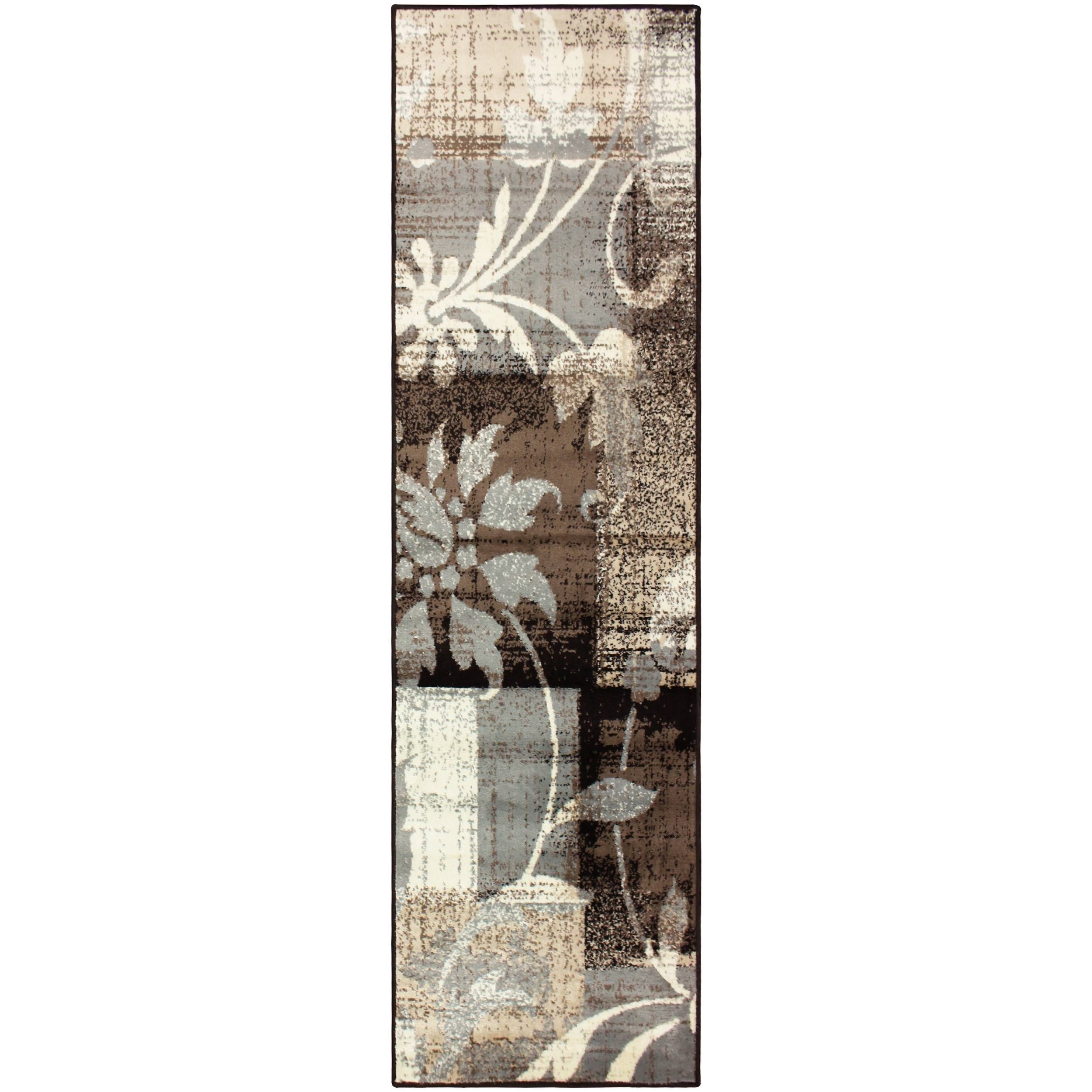 Tapis d'intérieur ou de couloir contemporain à motif patchwork floral Pastiche de qualité supérieure