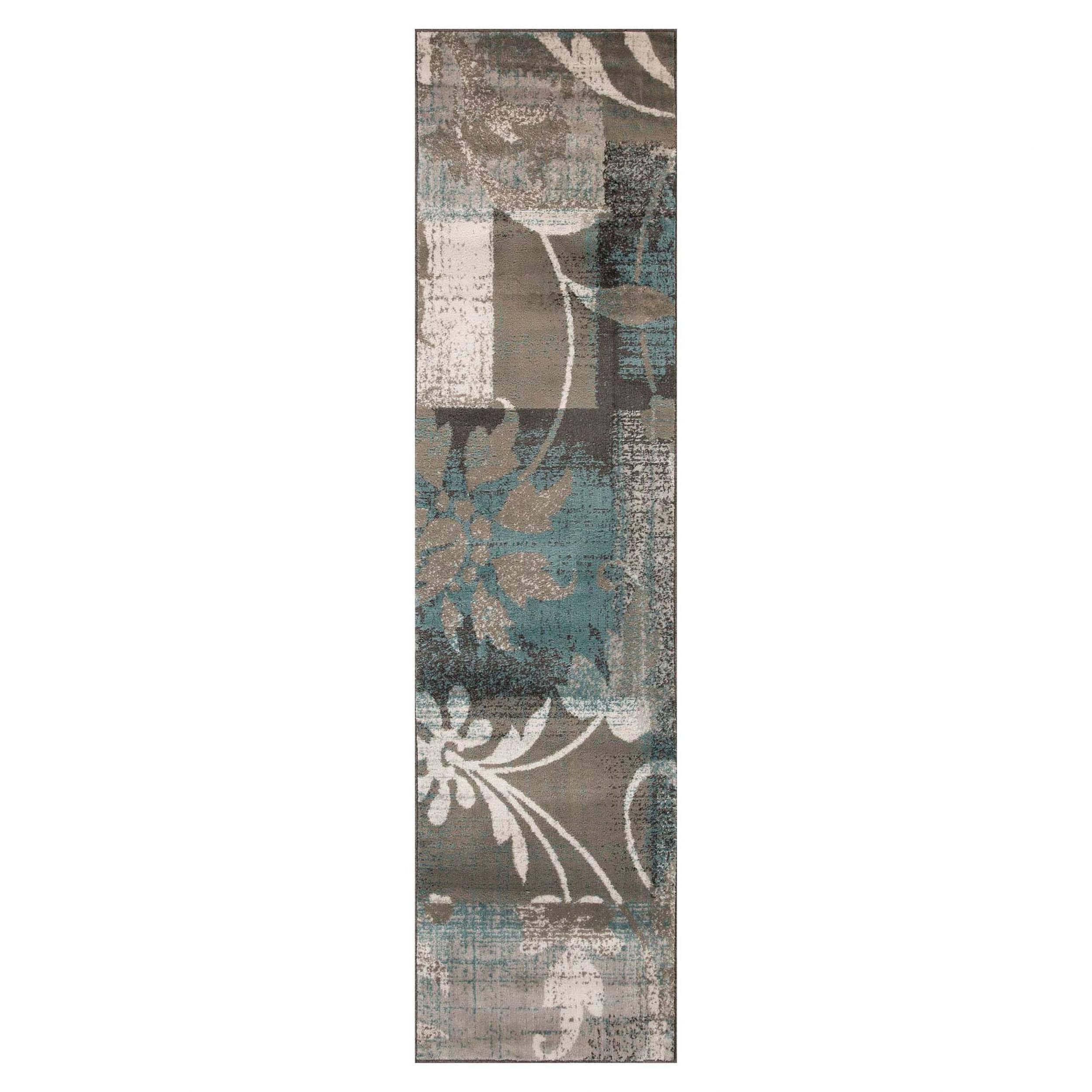 Tapis d'intérieur ou de couloir contemporain à motif patchwork floral Pastiche de qualité supérieure