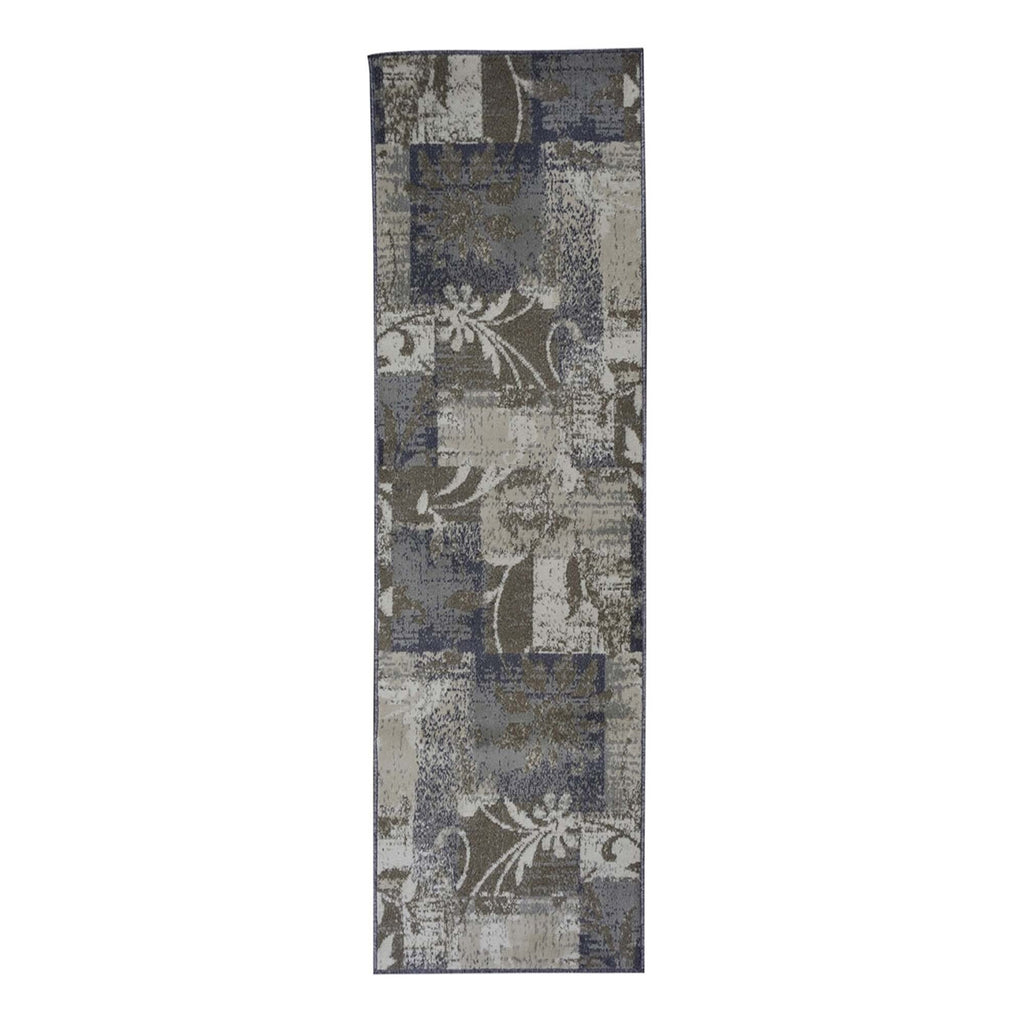 Tapis d'intérieur ou de couloir contemporain à motif patchwork floral Pastiche de qualité supérieure
