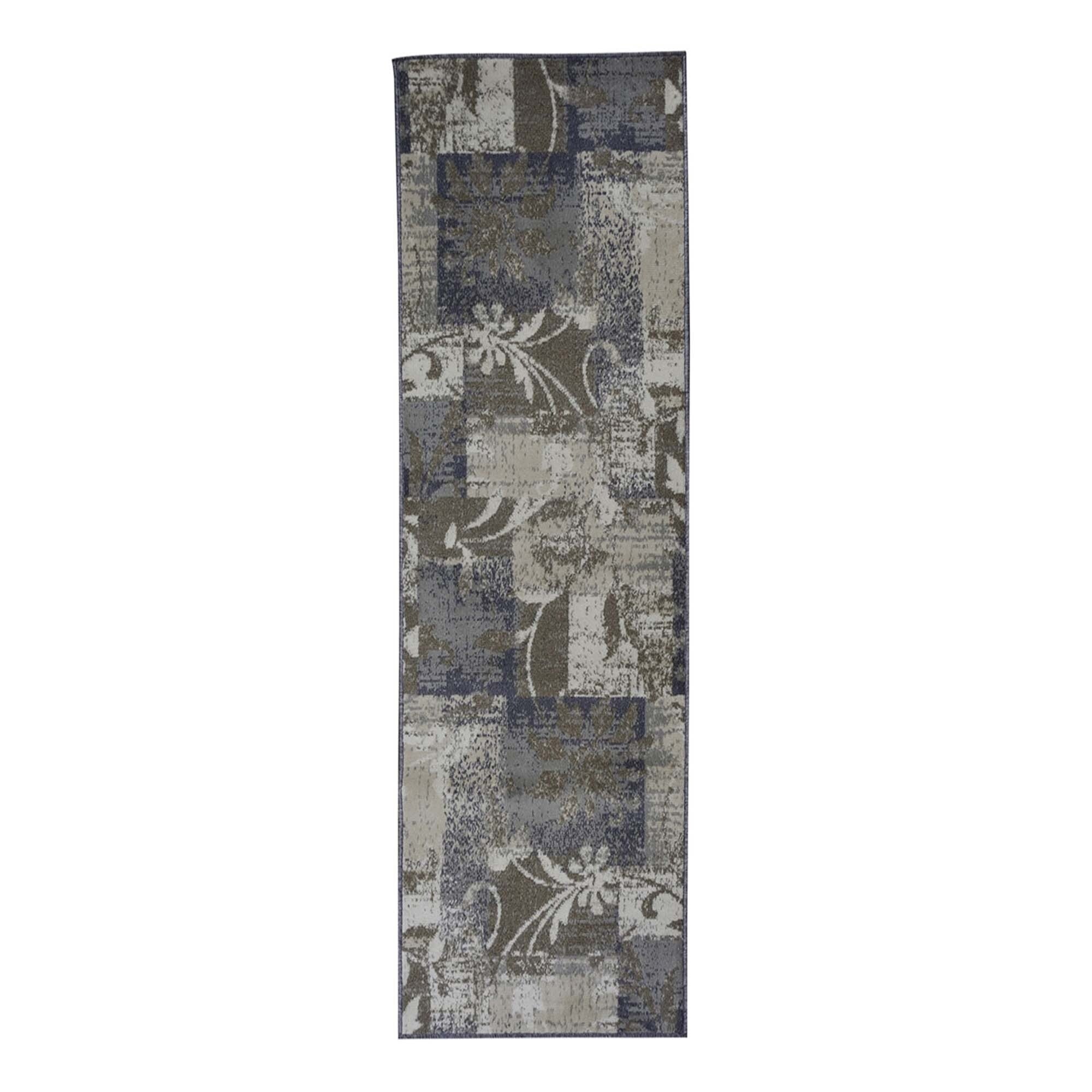 Tapis d'intérieur ou de couloir contemporain à motif patchwork floral Pastiche de qualité supérieure