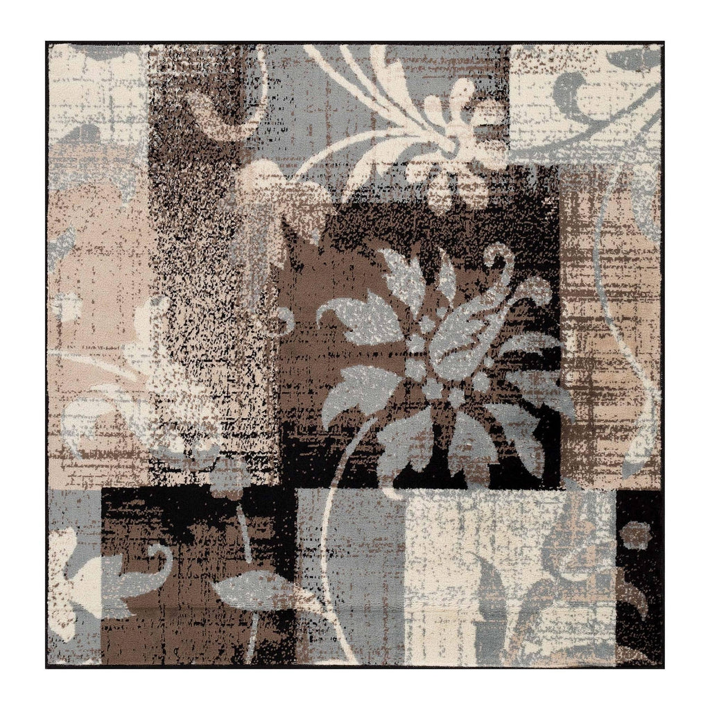 Tapis d'intérieur ou de couloir contemporain à motif patchwork floral Pastiche de qualité supérieure