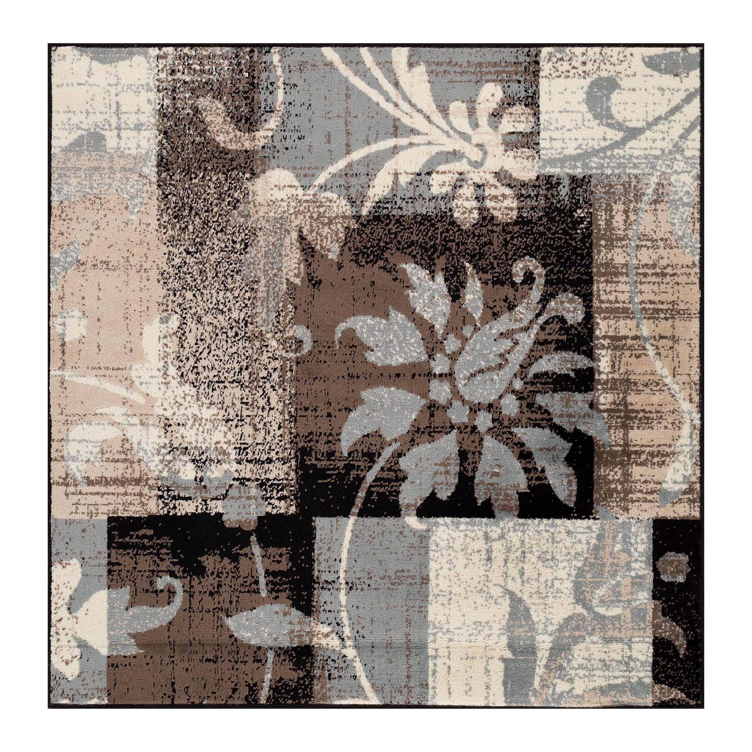 Tapis d'intérieur ou de couloir contemporain à motif patchwork floral Pastiche de qualité supérieure