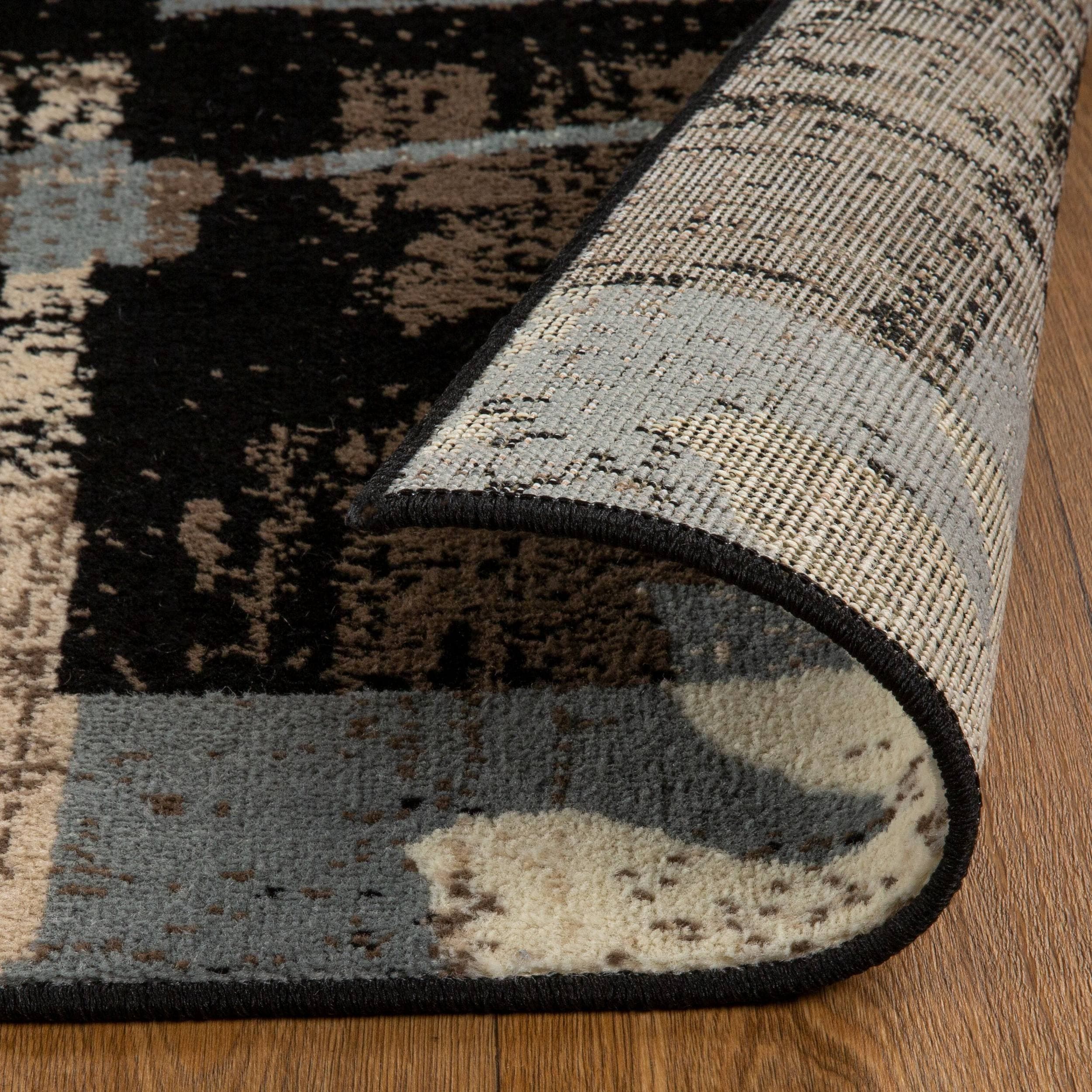 Tapis d'intérieur ou de couloir contemporain à motif patchwork floral Pastiche de qualité supérieure