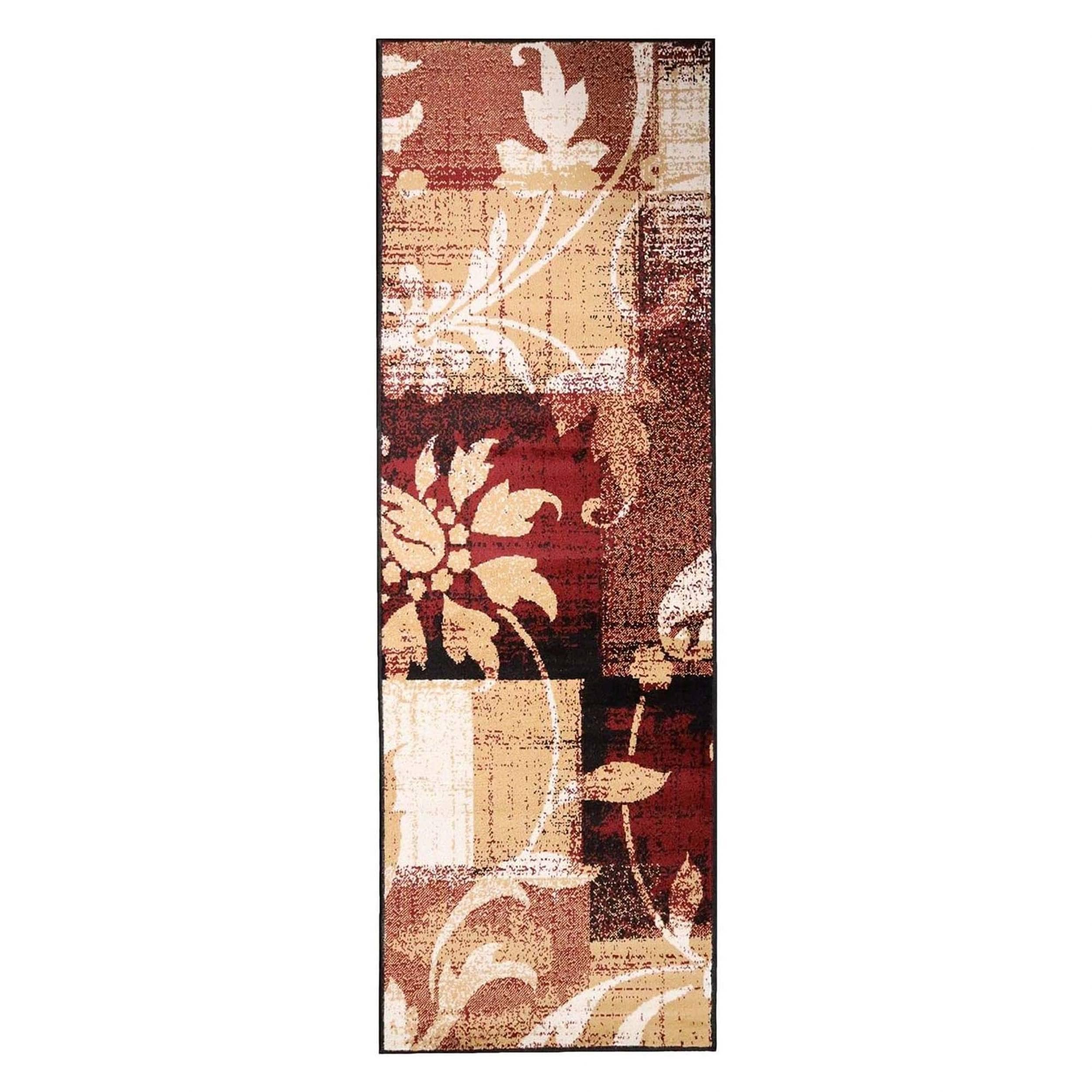 Tapis d'intérieur ou de couloir contemporain à motif patchwork floral Pastiche de qualité supérieure