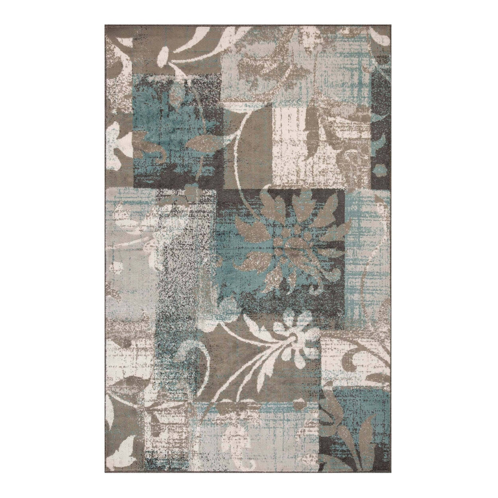 Tapis d'intérieur ou de couloir contemporain à motif patchwork floral Pastiche de qualité supérieure