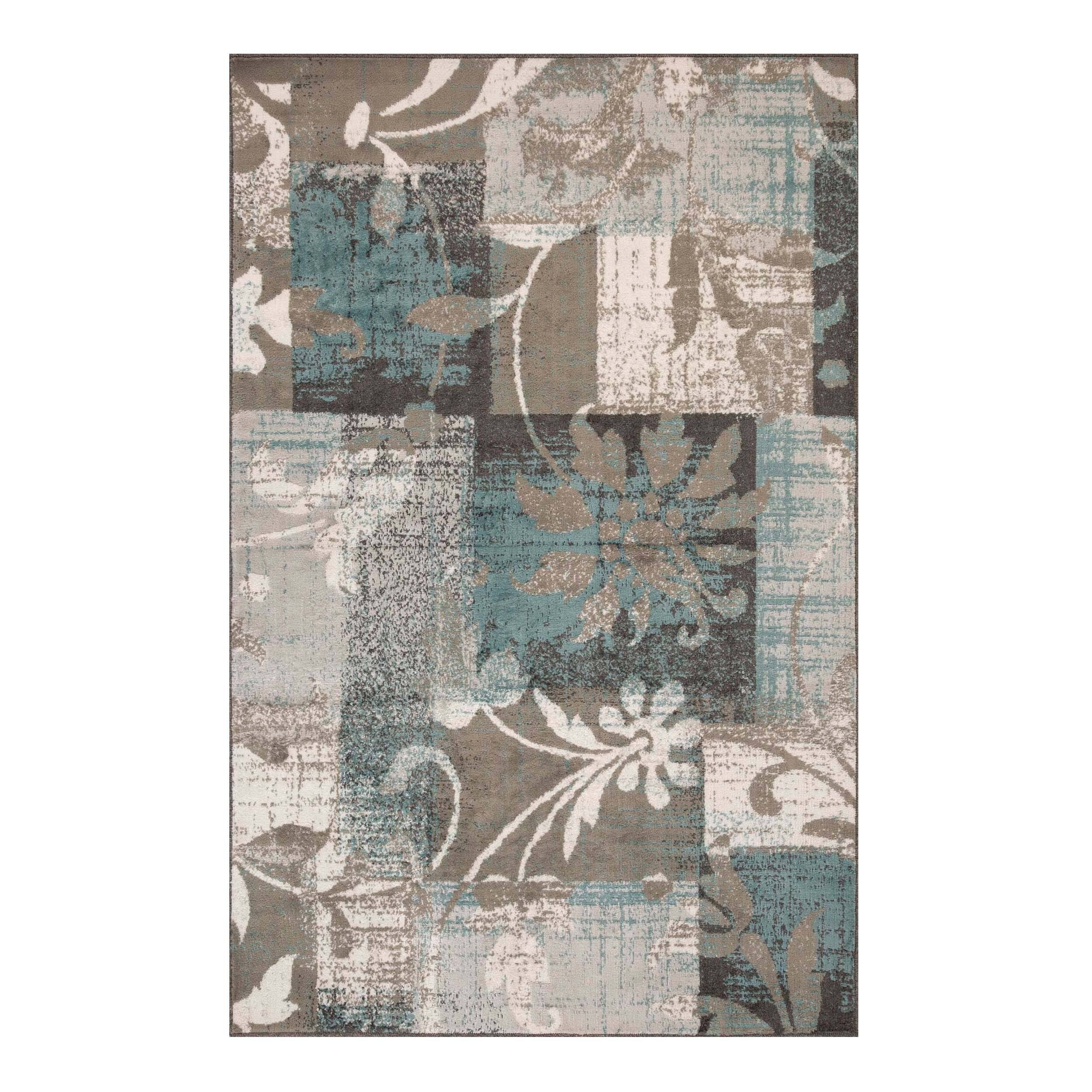 Tapis d'intérieur ou de couloir contemporain à motif patchwork floral Pastiche de qualité supérieure