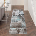 Tapis d'intérieur ou de couloir contemporain à motif patchwork floral Pastiche de qualité supérieure