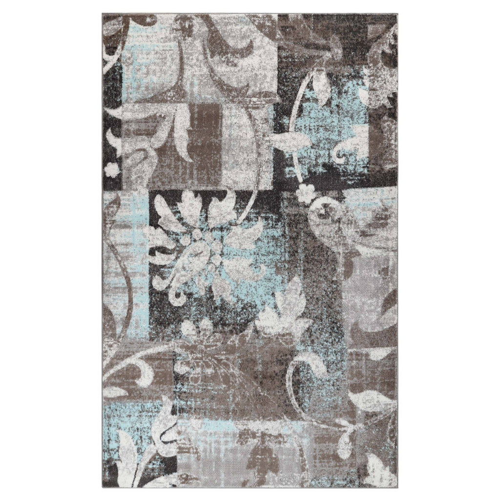 Tapis d'intérieur ou de couloir contemporain à motif patchwork floral Pastiche de qualité supérieure