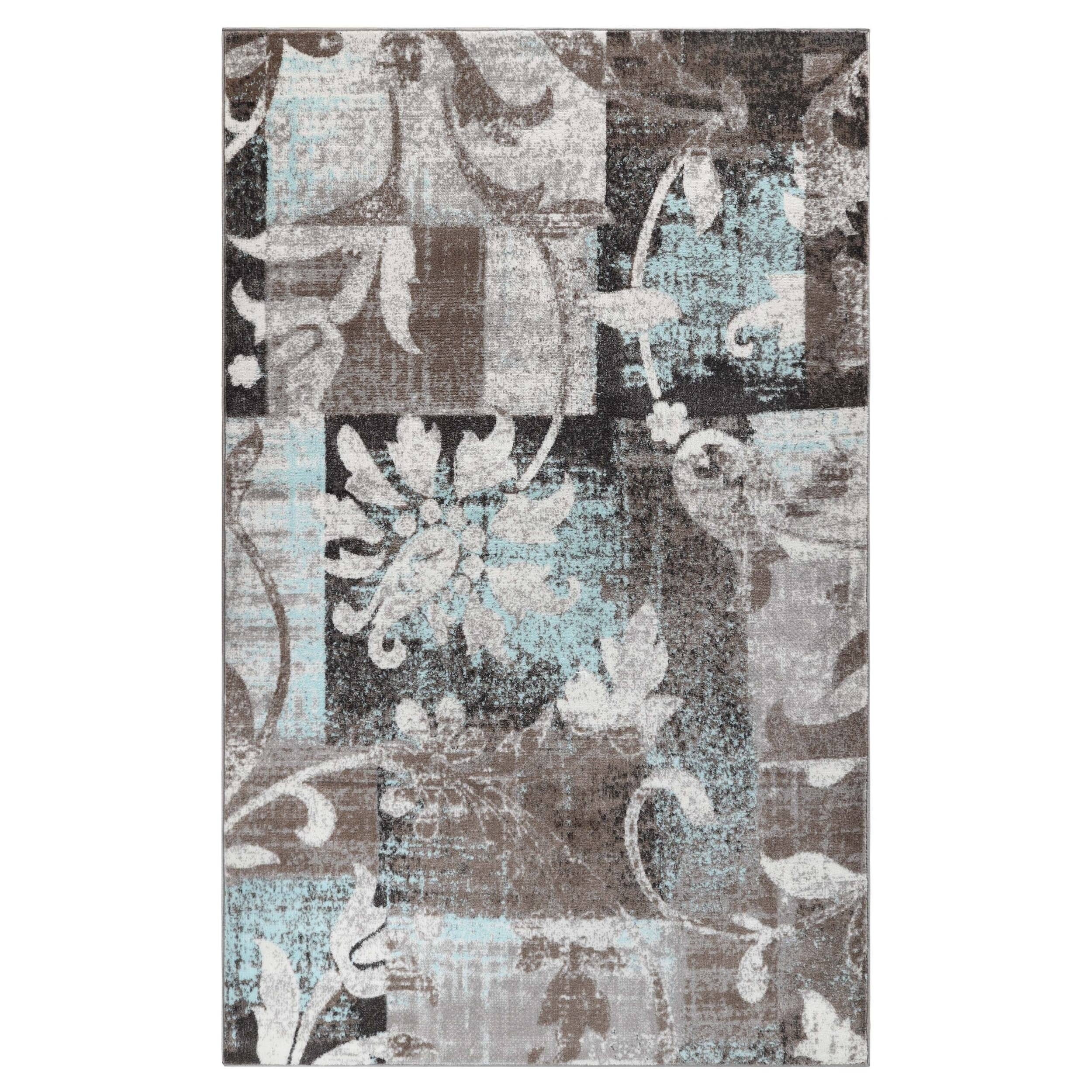 Tapis d'intérieur ou de couloir contemporain à motif patchwork floral Pastiche de qualité supérieure