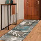 Tapis d'intérieur ou de couloir contemporain à motif patchwork floral Pastiche de qualité supérieure