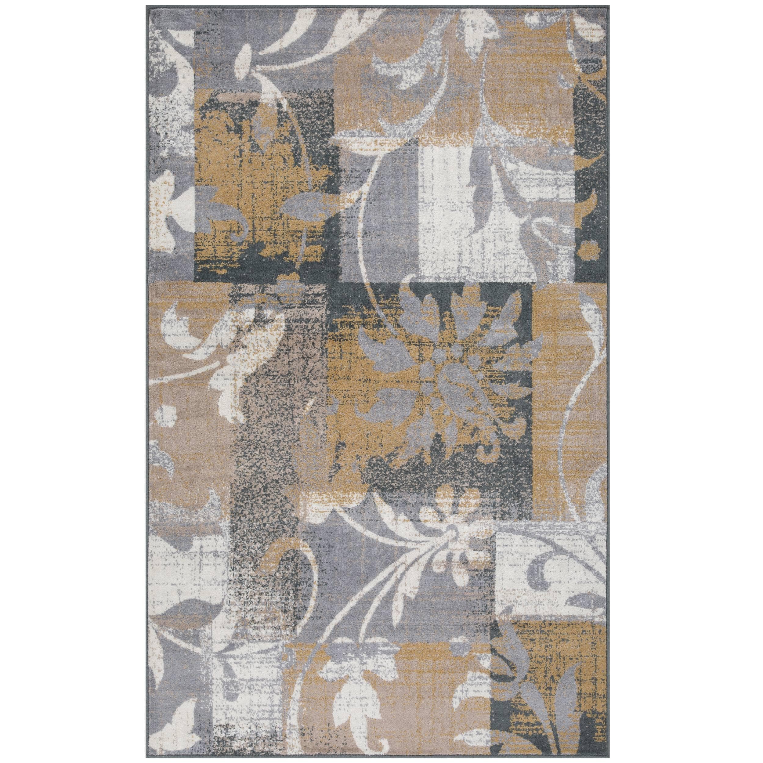 Tapis d'intérieur ou de couloir contemporain à motif patchwork floral Pastiche de qualité supérieure