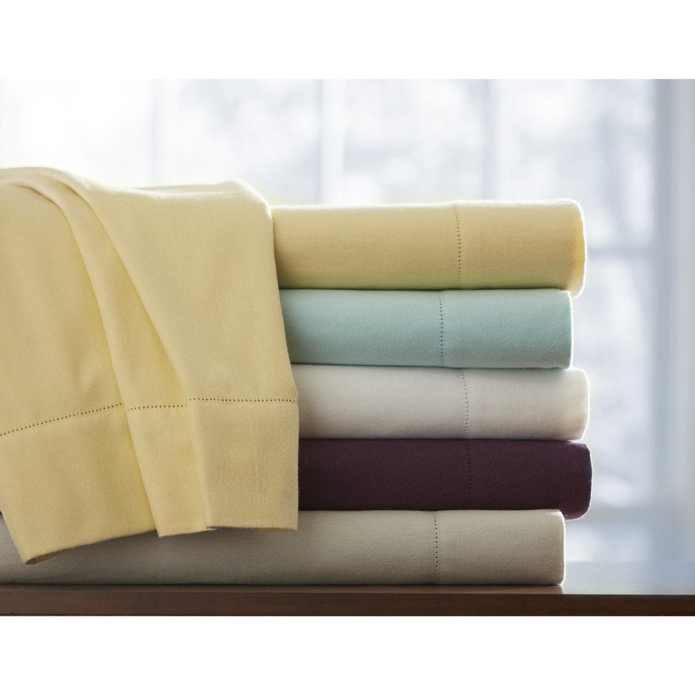 Parure de lit Pointehaven en flanelle de coton épais de qualité supérieure 200 g/m² avec poche profonde