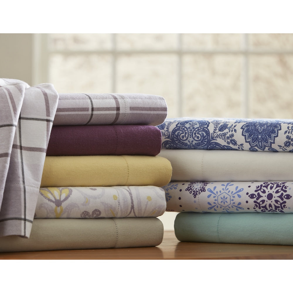 Parure de lit Pointehaven en flanelle de coton épais de qualité supérieure 200 g/m² avec poche profonde