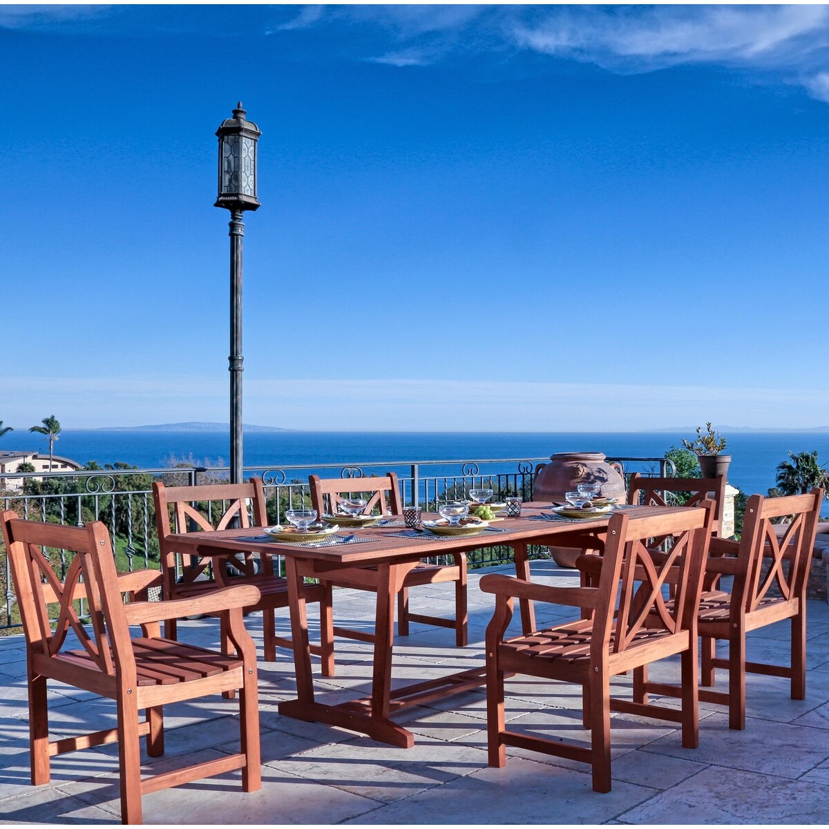 Ensemble de salle à manger rectangulaire Surfside de 91 pouces avec table extensible et fauteuil, 7 pièces, par Havenside Home