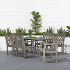 Ensemble de salle à manger d'extérieur rectangulaire en bois dur Surfside 7 pièces avec table et fauteuils par Havenside Home
