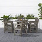 Ensemble de salle à manger d'extérieur rectangulaire en bois dur Surfside 7 pièces avec table et fauteuils par Havenside Home