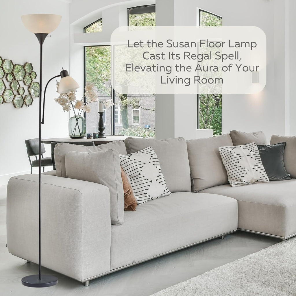 Lampadaire blanc LIGHTACCENTS avec abat-jour conique blanc opale – Lampes sur pied, lampes torches pour salon, chambre...