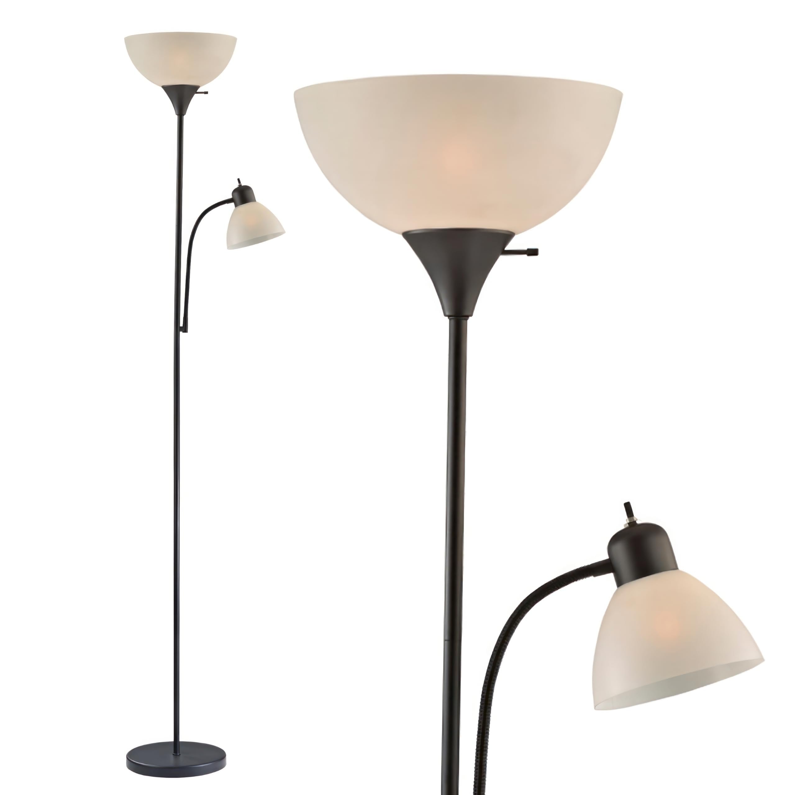 Lampadaire blanc LIGHTACCENTS avec abat-jour conique blanc opale – Lampes sur pied, lampes torches pour salon, chambre...