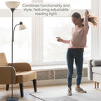 Lampadaire blanc LIGHTACCENTS avec abat-jour conique blanc opale – Lampes sur pied, lampes torches pour salon, chambre...